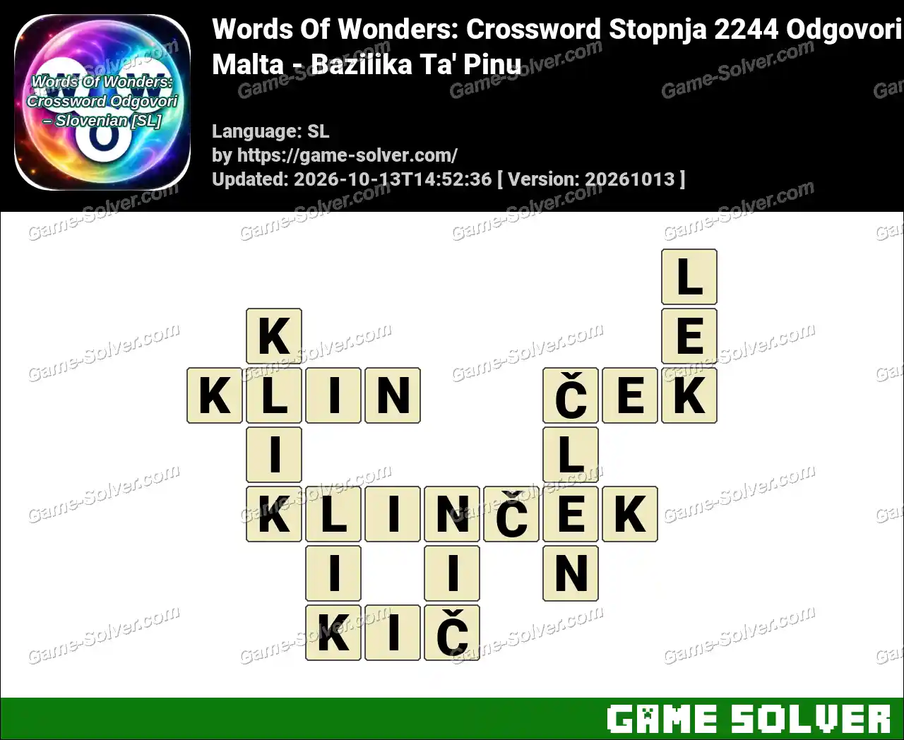 Words Of Wonders: Crossword Stopnja 2244 Odgovori – Malta – Bazilika Ta’ Pinu